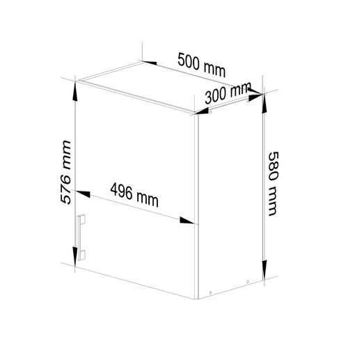 Meuble De Cuisine Haut W50 Lima Modulable Blanc 50 Cm 1 Porte Façade Chêne Sonoma 2 Étagères