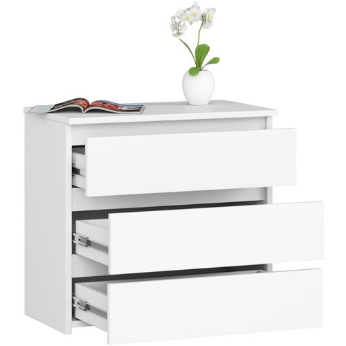 Table De Chevet Blanche 60 Cm 3 Tiroirs Façade Blanche 60x35x57 Cm