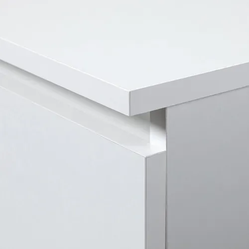 Grand Bureau D'angle Akord Droit B20 Blanc 155 Cm 1 Porte 3 Tiroirs Façade Blanche