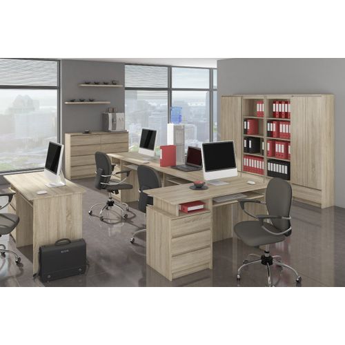 Bibliothèque De Bureau R60 Chêne Sonoma 60 Cm 3 Tiroirs Façade Sonoma 3 Étagères 60x35x180