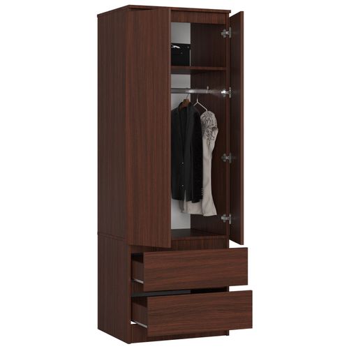 Armoire S60 Wengé 60 Cm 2 Portes 2 Tiroirs Façade Wengé 1 Étagère 60x51x180 Cm
