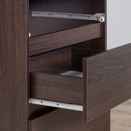 Armoire S60 Wengé 60 Cm 2 Portes 2 Tiroirs Façade Wengé 1 Étagère 60x51x180 Cm