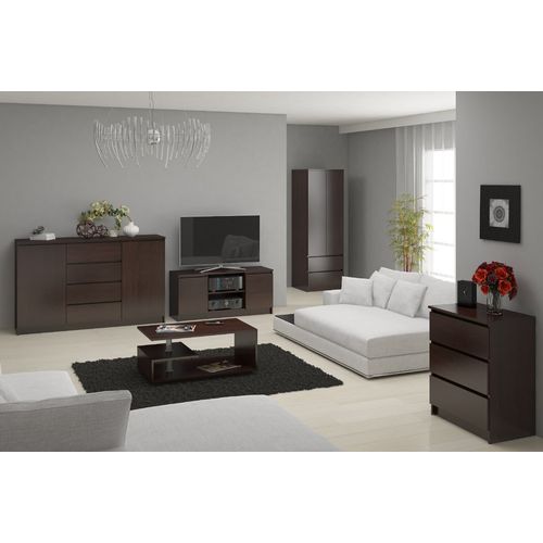 Armoire S60 Wengé 60 Cm 2 Portes 2 Tiroirs Façade Wengé 1 Étagère 60x51x180 Cm