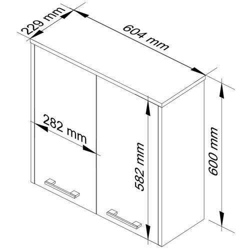 Armoire Salle De Bains Fin Accr. Au Mur Blanche 60 Cm 2 Portes Façade Blanche 2 Étagères 60x22,5x60