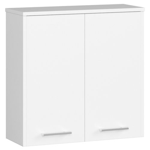 Armoire Salle De Bains Fin Accr. Au Mur Blanche 60 Cm 2 Portes Façade Blanche 2 Étagères 60x22,5x60