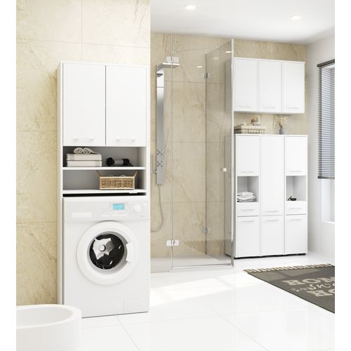 Armoire Salle De Bains Fin Accr. Au Mur Blanche 60 Cm 2 Portes Façade Blanche 2 Étagères 60x22,5x60