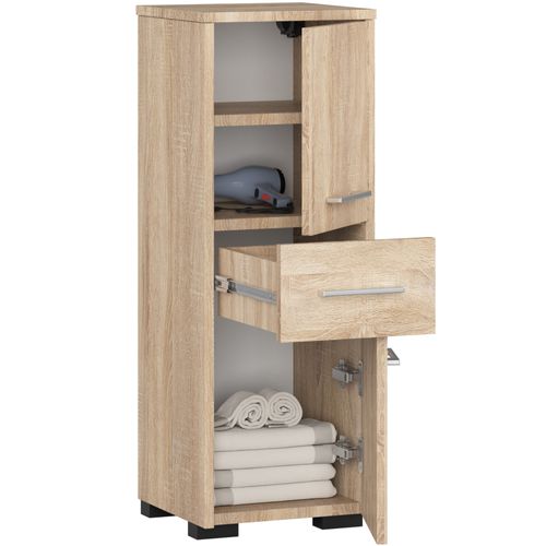Colonne Salle De Bains Fin Chêne Sonoma 30 Cm 2 Portes 1 Tiroir Façade Chêne Sonoma 3 Étagères