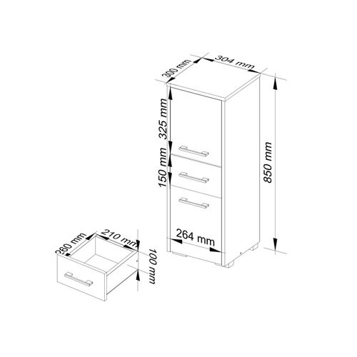 Colonne Salle De Bains Fin Chêne Sonoma 30 Cm 2 Portes 1 Tiroir Façade Chêne Sonoma 3 Étagères