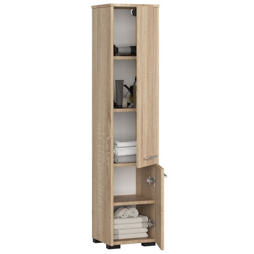 Colonne Salle De Bains Fin Chêne Sonoma 30 Cm 2 Portes Façade Chêne Sonoma 5 Étagères 30x30x140 Cm