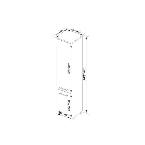 Colonne Salle De Bains Fin Wengé 30 Cm 2 Portes Façade Wengé 5 Étagères 30x30x140 Cm