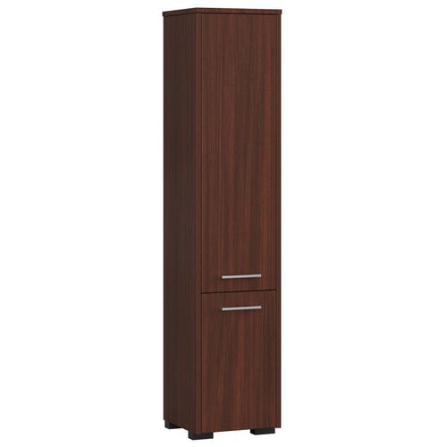 Colonne Salle De Bains Fin Wengé 30 Cm 2 Portes Façade Wengé 5 Étagères 30x30x140 Cm