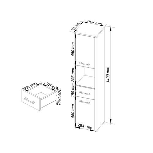 Colonne Salle De Bains Fin Chêne Sonoma 30 Cm 2 Portes 1 Tiroir Façade Chêne Sonoma 5 Étagères