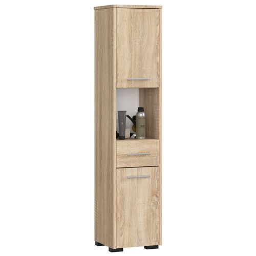 Colonne Salle De Bains Fin Chêne Sonoma 30 Cm 2 Portes 1 Tiroir Façade Chêne Sonoma 5 Étagères