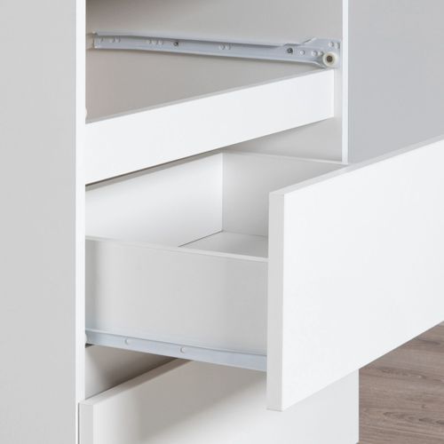 Commode B17 Blanche 120 Cm 1 Porte 1 Tiroir Façade Blanche 6 Étagères 120x40x77 Cm