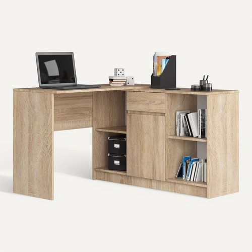 Ensemble D'angle Bureau B17 Avec Commode Chêne Sonoma 120 Cm 1 Porte 1 Tiroir Façade Chêne Sonoma