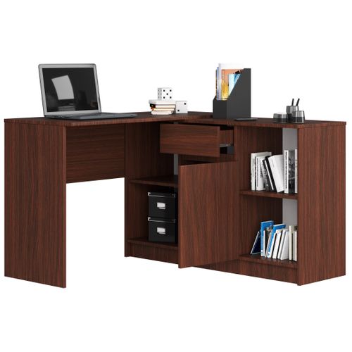 Ensemble D' Angle, Bureau B17 Avec Commode Wengé 120 Cm 1 Porte 1 Tiroir Façade Wengé