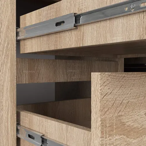 Grand Bureau D'angle Gauche B20 Sonoma 155 Cm 1 Porte 3 Tiroirs Façade Sonoma 4 Étagères