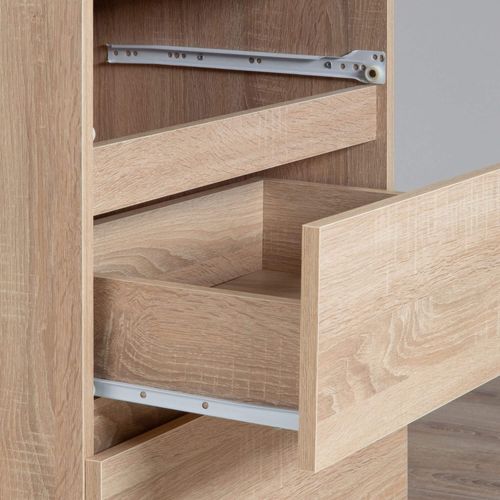 Grand Bureau D'angle Droit B20 Sonoma 155 Cm 1 Porte 3 Tiroirs Façade Sonoma 4 Étagères