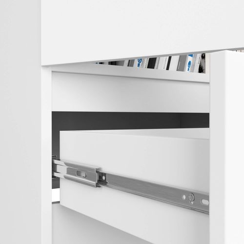 Bibliothèque De Bureau R60 Blanche 60 Cm 2 Portes 1 Tiroir Façade Blanche 4 Étagères 60x35x180