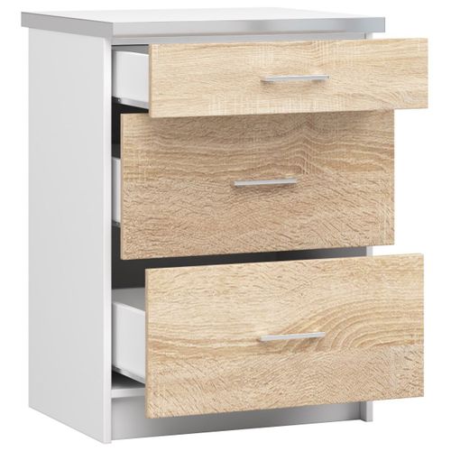 Meuble De Cuisine Bas S60 Lima Modulable Blanc 60 Cm 3 Tiroirs Façade Chêne Sonoma 60x44,5x82 Cm