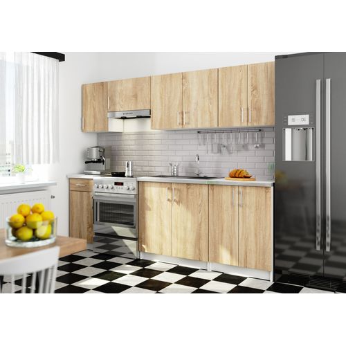Ensemble De Cuisine Lima Blanc 240 Cm 11 Portes 1 Tiroir Façade Chêne Sonoma 240x44,5x203 Cm