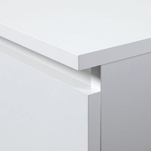 Bureau D'ordinateur Akord Droit A7 Blanc 90 Cm 4 Tiroirs Façade Blanche 90x50x77 Cm