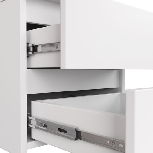 Bureau D'ordinateur Akord Droit A7 Blanc 90 Cm 4 Tiroirs Façade Blanche 90x50x77 Cm