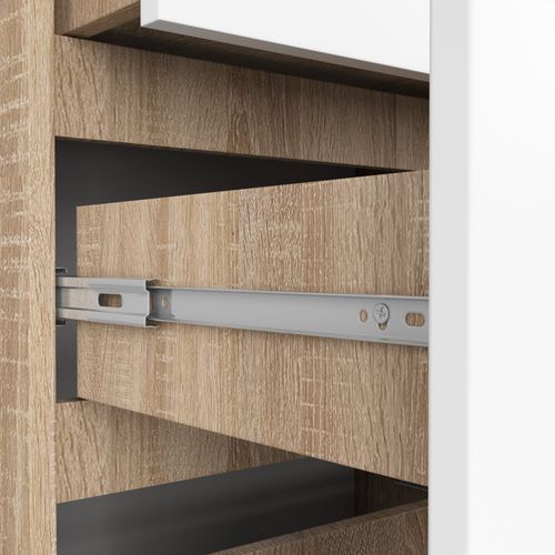 Bibliothèque De Bureau R60 Chêne Sonoma 60 Cm 3 Tiroirs Façade Blanche 3 Étagères 60x35x180 Cm
