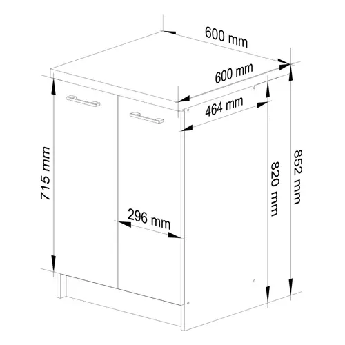 Meuble De Cuisine Bas S60 Oliwia Modulable Blanc 60 Cm 2 Portes Façade Blanche 2 Étagères 60x46x85