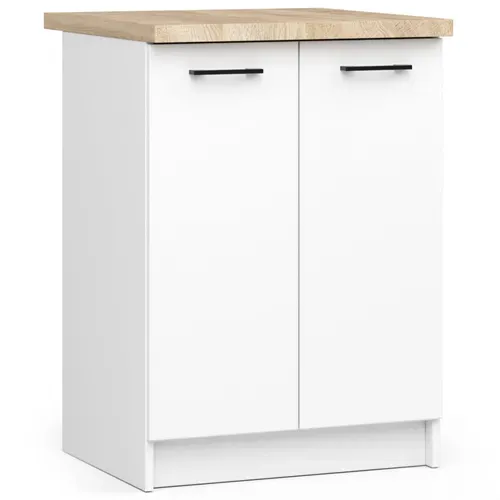 Meuble De Cuisine Bas S60 Oliwia Modulable Blanc 60 Cm 2 Portes Façade Blanche 2 Étagères 60x46x85