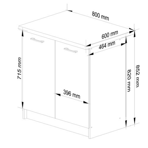 Meuble De Cuisine Bas S80 Oliwia Modulable Blanc 80 Cm 2 Portes Façade Blanche 2 Étagères 80x46x85