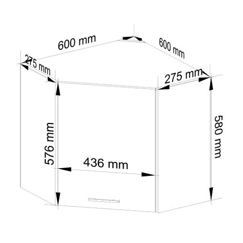 Meuble De Cuisine Haut D'angle W60 Oliwia Modulable Blanc 60 Cm 1 Porte Façade Blanche 2 Étagères