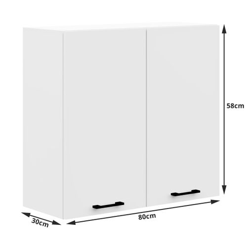 Bas De Porte Meuble De Cuisine Bas AKORD S60 OLIWIA Modulable Blanc 60 Cm 2 Portes Façade Blanche 2 étagères Meuble Cuisine Complète ORIGAN