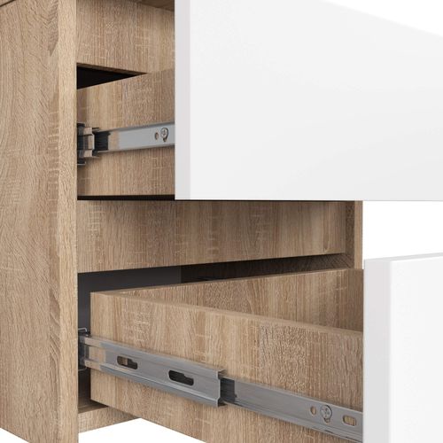 Table De Chevet Chêne Sonoma 40 Cm 2 Tiroirs Façade Blanche 40x35x40 Cm