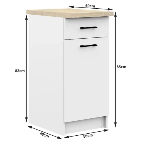 Meuble De Cuisine Bas S50 Oliwia Modulable Blanc 50 Cm 1 Porte 1 Tiroir Façade Blanche
