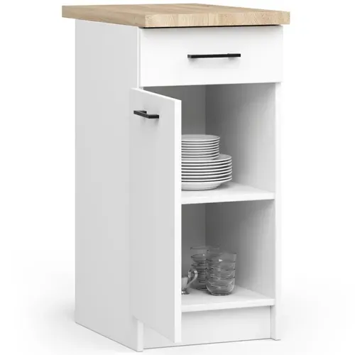 Meuble De Cuisine Bas S50 Oliwia Modulable Blanc 50 Cm 1 Porte 1 Tiroir Façade Blanche