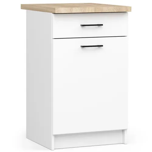 Meuble De Cuisine Bas S50 Oliwia Modulable Blanc 50 Cm 1 Porte 1 Tiroir Façade Blanche