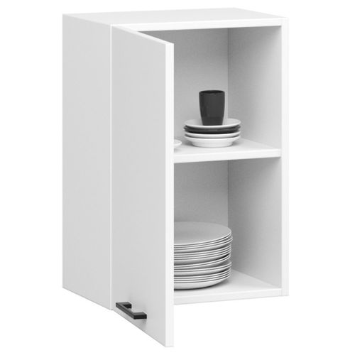 Meuble De Cuisine Haut W50 Oliwia Modulable Blanc 50 Cm 1 Porte Façade Blanche 2 Étagères