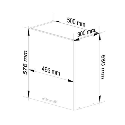 Meuble De Cuisine Haut W50 Oliwia Modulable Blanc 50 Cm 1 Porte Façade Blanche 2 Étagères