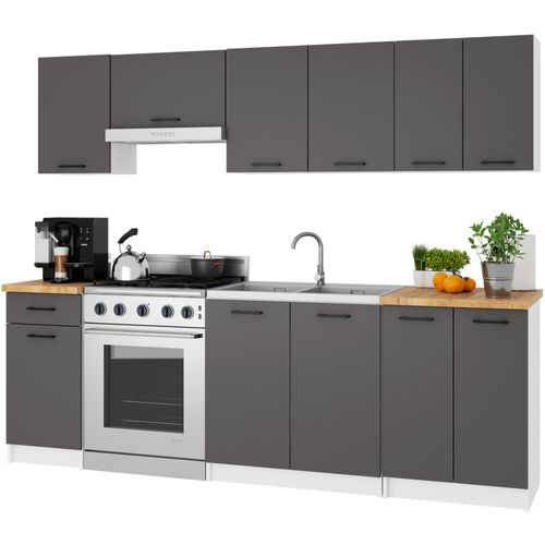 Armoires De Cuisine Basse S50 Oliwia Blanc, Gris Graphite 1 Porte 1 Tiroir 50x46x85 Cm