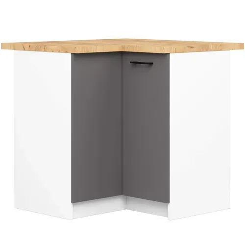 Armoires De Cuisine Basse S90 D'angle Oliwia Blanc, Gris Graphite 2 Portes 90x46x85 Cm