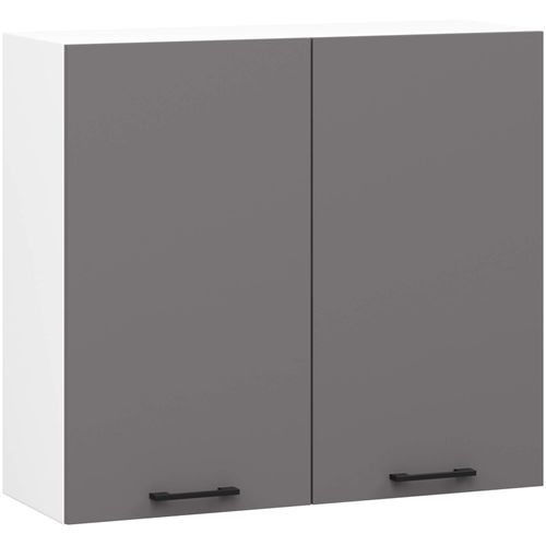 Armoires De Cuisine Haute W80 Oliwia H720 Blanc, Gris Graphite 2 Portes 2 Étagères 80x30x72 Cm