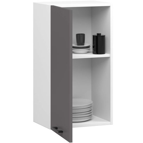 Armoires De Cuisine Haute W40 Oliwia H720 Blanc, Gris Graphite 1 Porte 2 Étagères 40x30x72 Cm