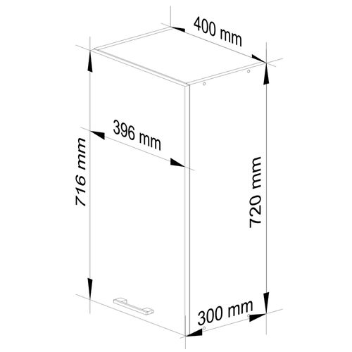 Armoires De Cuisine Haute W40 Oliwia H720 Blanc, Gris Graphite 1 Porte 2 Étagères 40x30x72 Cm
