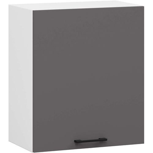 Armoires De Cuisine Haute W50 Oliwia Blanc, Gris Graphite 50 Cm 1 Porte 2 Étagères 50x30x58 Cm