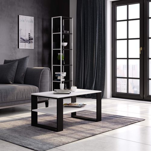 Table Basse Alex Blanche 92 Cm Pieds Noirs 92x53x45 Cm