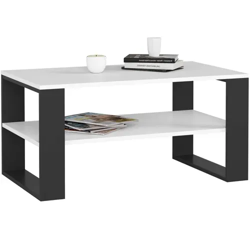 Table Basse Alex Blanche 92 Cm Pieds Noirs 92x53x45 Cm