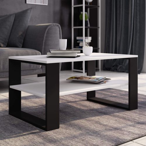 Table Basse Alex Blanche 92 Cm Pieds Noirs 92x53x45 Cm