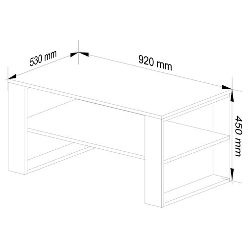 Table Basse Alex Chêne Artisan 92 Cm Pieds Noirs 92x53x45 Cm