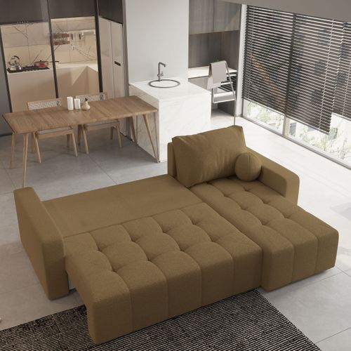 Canapé D'angle Volira Orange En Bouclé Avec Fonction De Couchage